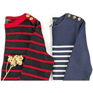 LOT 2 Lauren Ralph Lauren LRL Women L Sweaters Gold Crest Metallic QuietLuxury